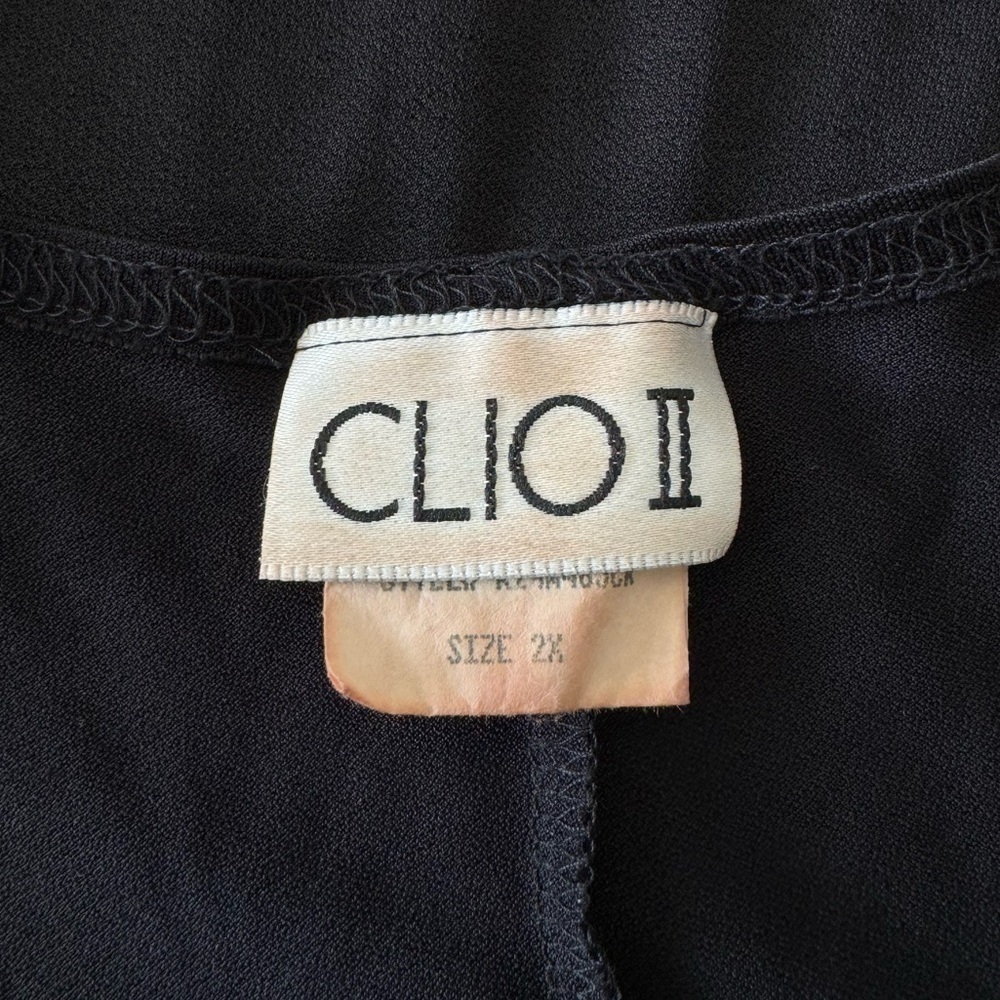 Vintage Clio II Acetate Black Sleeveless Dress 2X Plus Size Summer Springtime - Picture 2 of 3